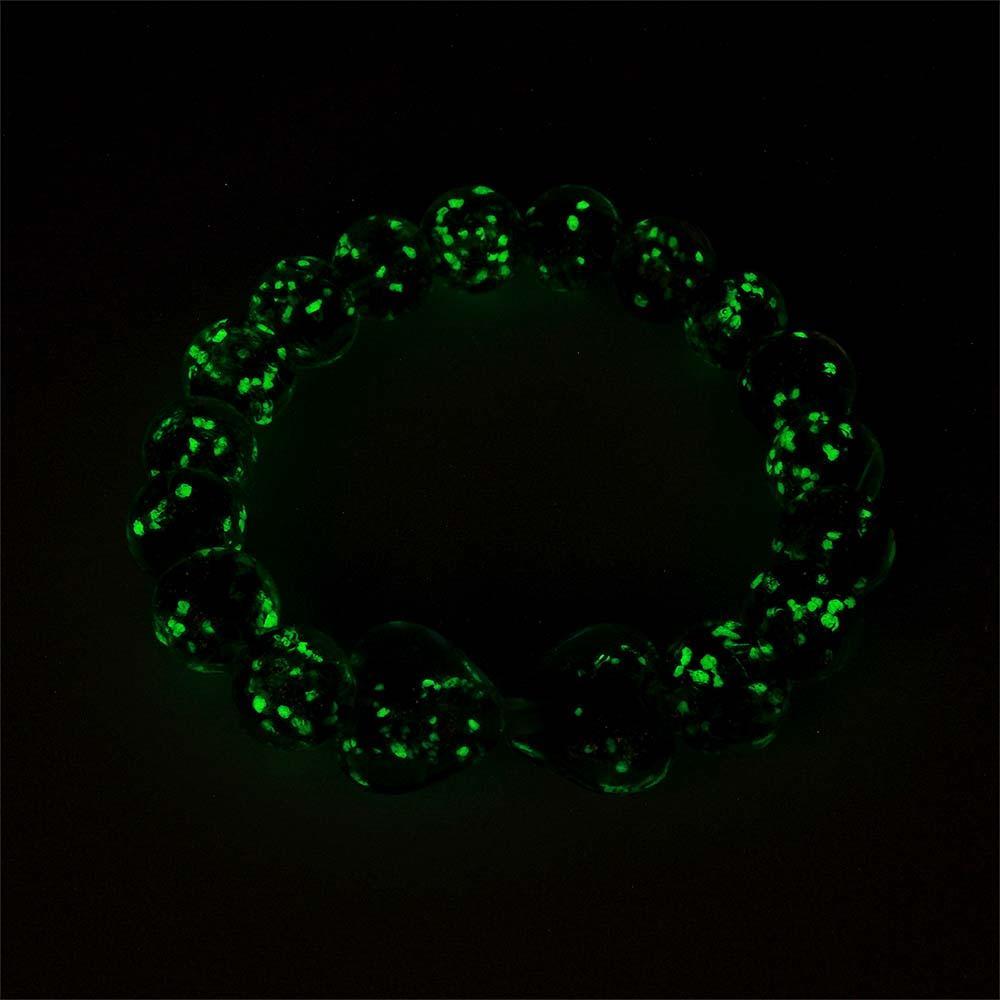 Lime Green Heart-to-Heart Firefly Glass Stretch Beaded Bracelet Glow in the Dark Luminous Bracelet - soufeelus