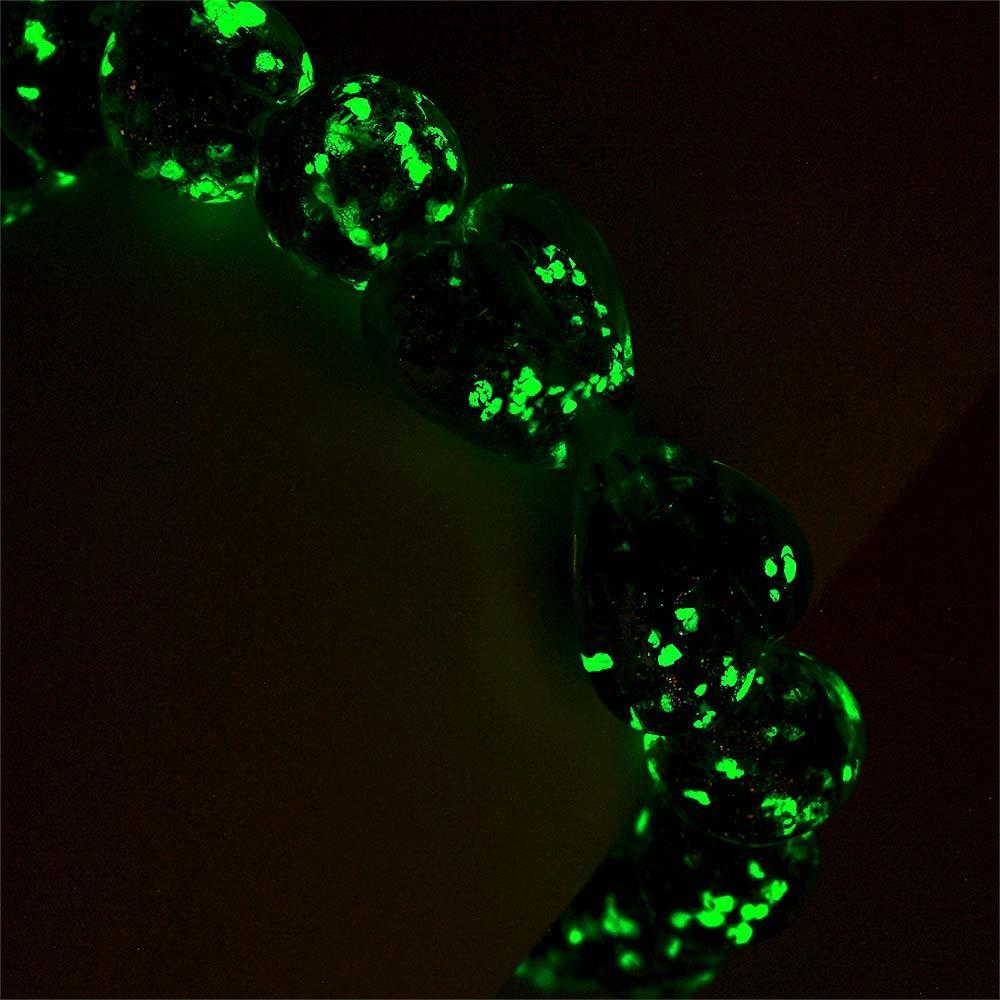 Lime Green Heart-to-Heart Firefly Glass Stretch Beaded Bracelet Glow in the Dark Luminous Bracelet - soufeelus