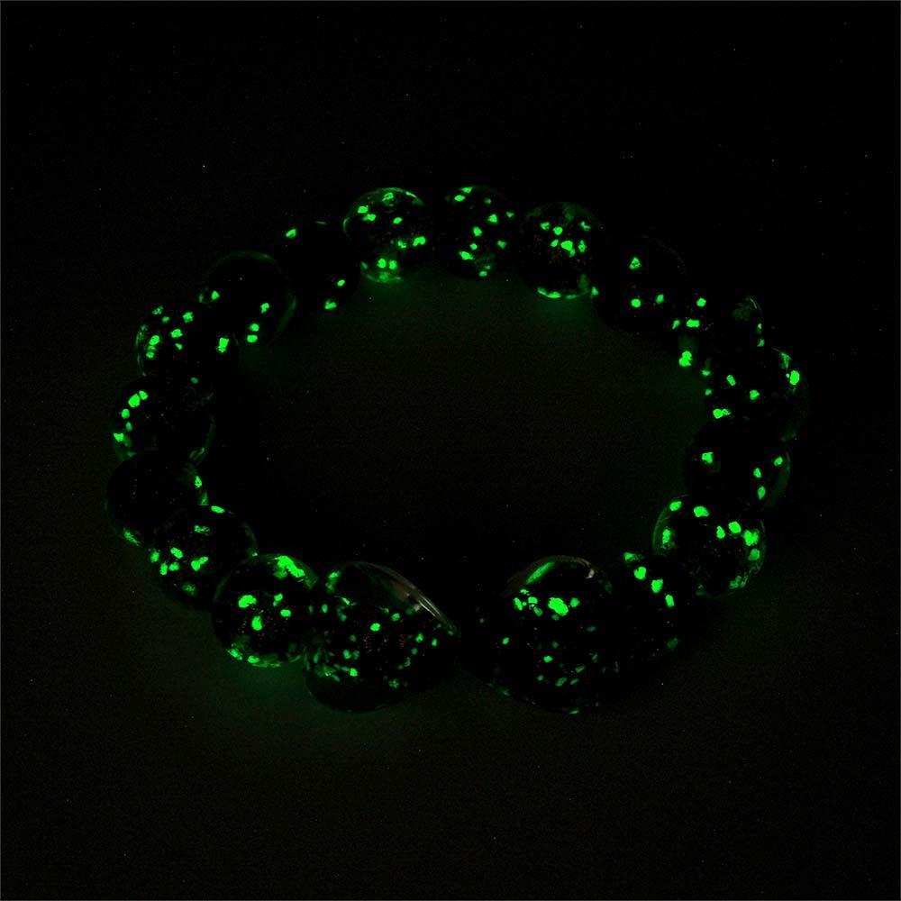Brown Heart-to-Heart Firefly Glass Stretch Beaded Bracelet Glow in the Dark Luminous Bracelet - soufeelus