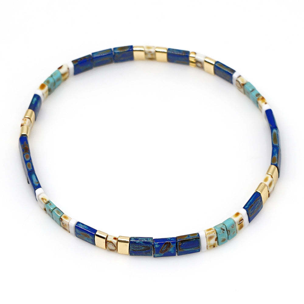 Blue Tila Bracelet Vintage Fashion Handcrafted Gift for Jewelry Lovers - soufeelus
