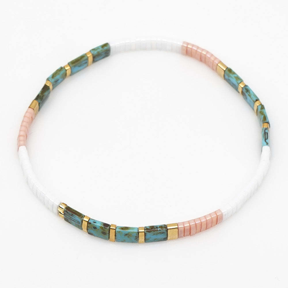 Tila Bead Bracelet Pink and Green Vintage Fashion Bracelets Gift - soufeelus