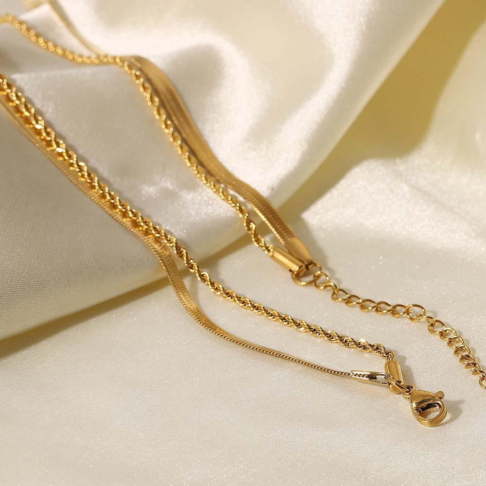 Gold Layered Necklace Set Minimalist Chain Stacking Necklace Gift for Her - soufeelus