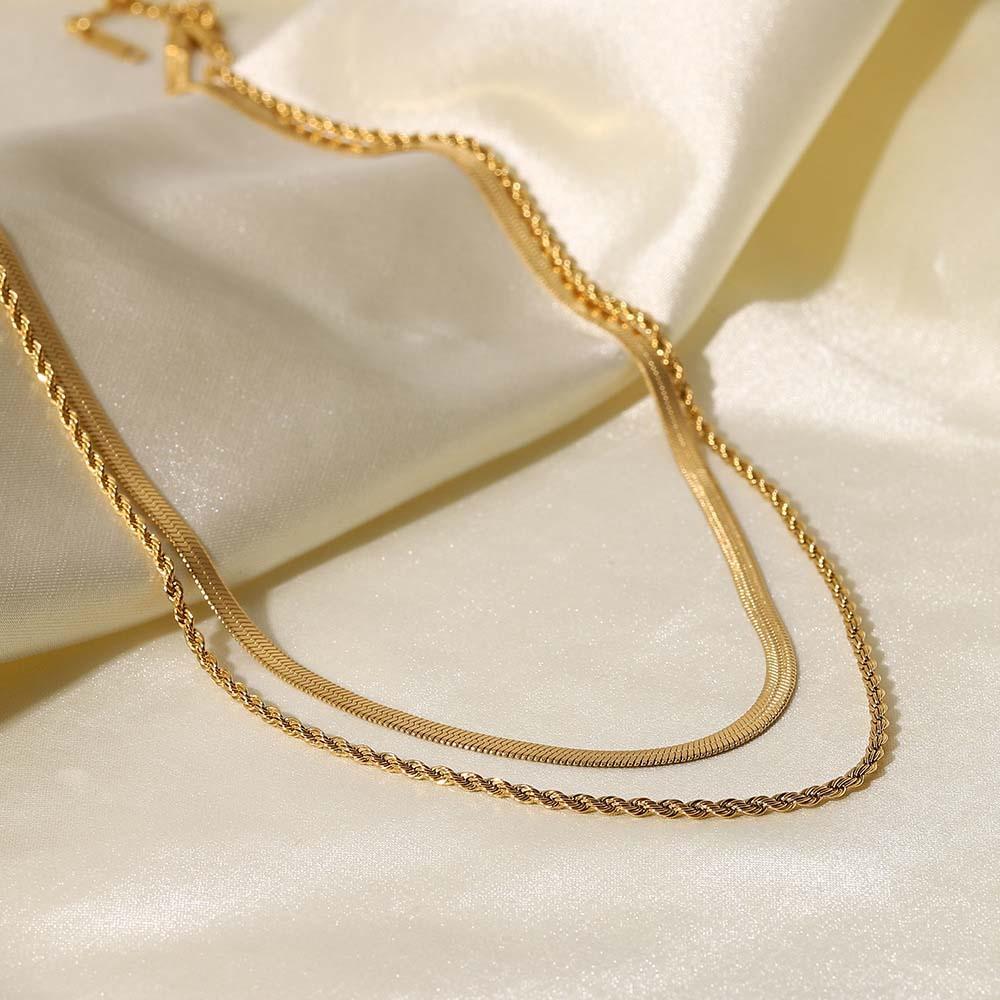 Gold Layered Necklace Set Minimalist Chain Stacking Necklace Gift for Her - soufeelus