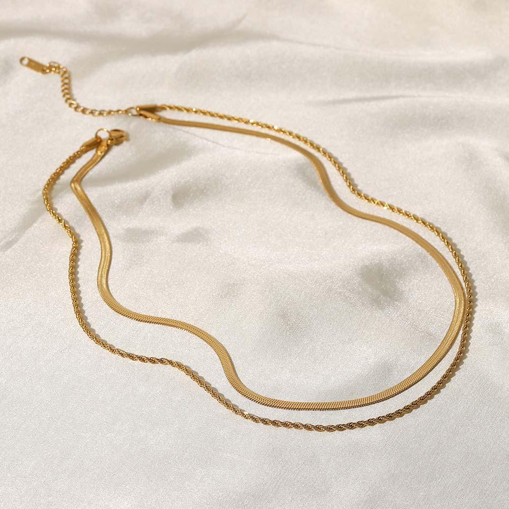 Gold Layered Necklace Set Minimalist Chain Stacking Necklace Gift for Her - soufeelus