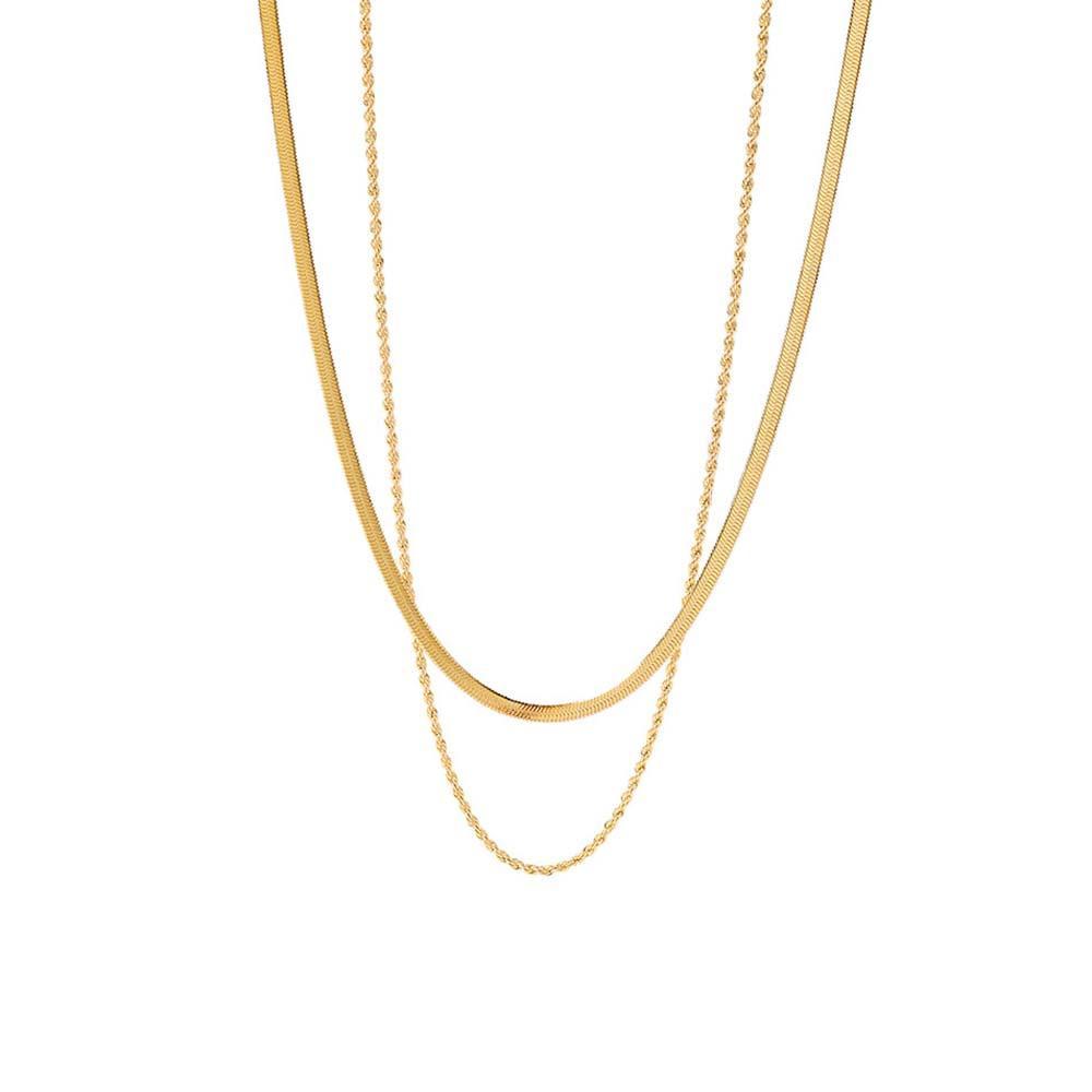 Gold Layered Necklace Set Minimalist Chain Stacking Necklace Gift for Her - soufeelus