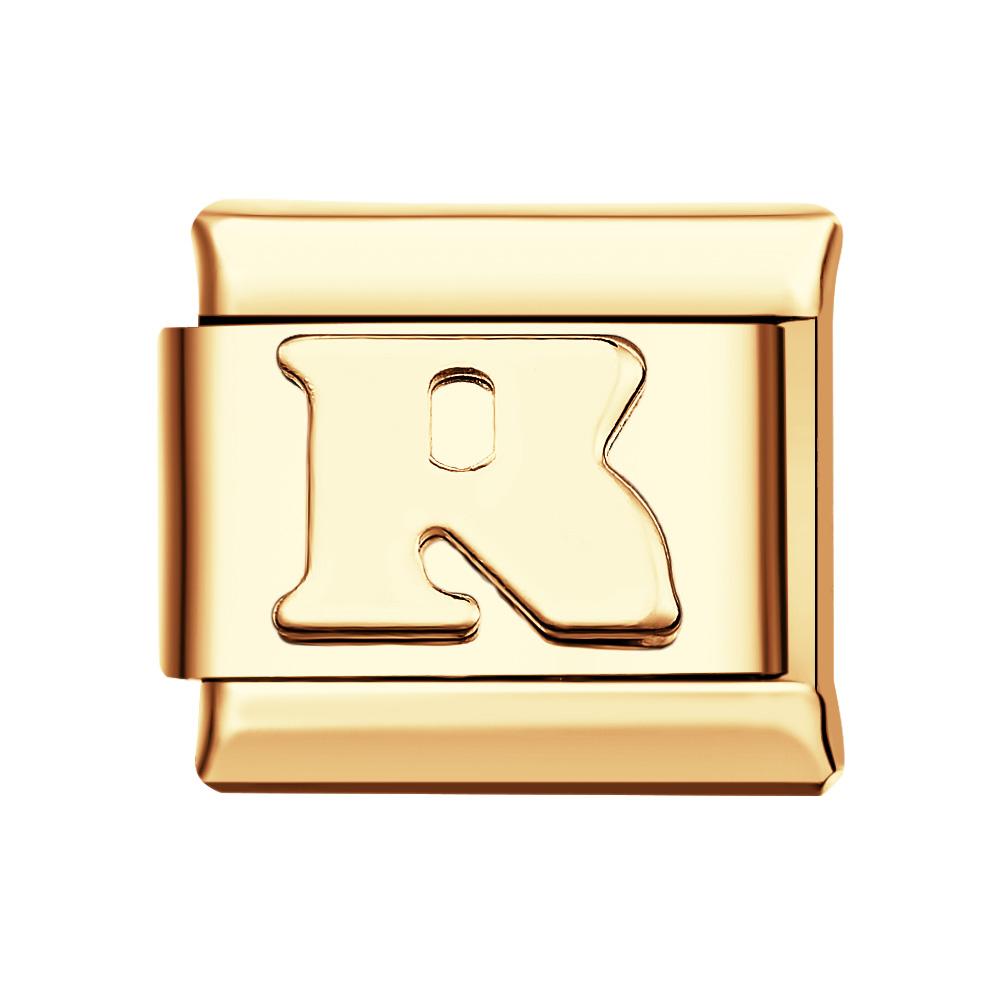 Alphabets R-Gold Italian Charm For Italian Charm Bracelets Composable Link - soufeelus