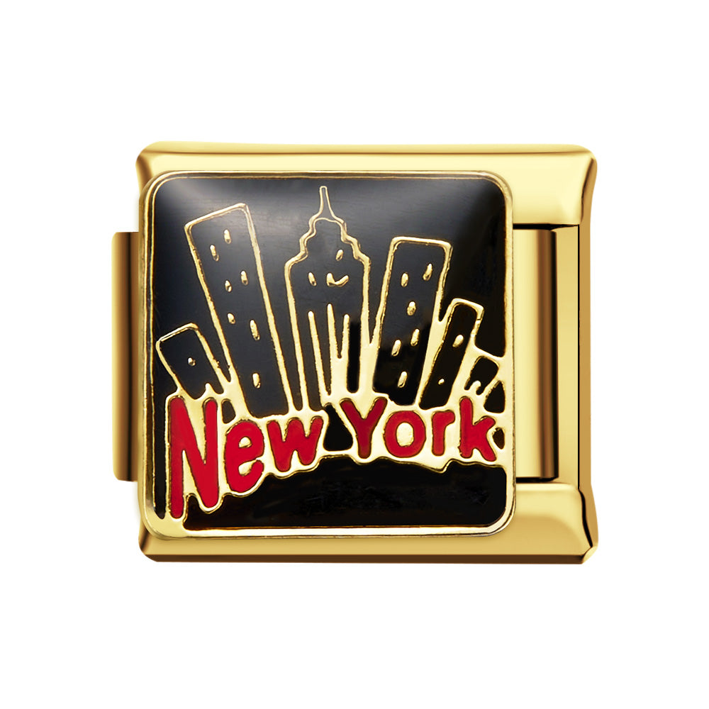 New York Building Gold Italian Charm For Italian Charm Bracelets Composable Link - soufeelus