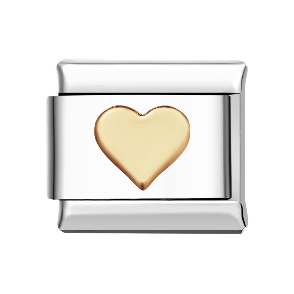 Love Heart-Gold Italian Charm For Italian Charm Bracelets Composable Link - soufeelus