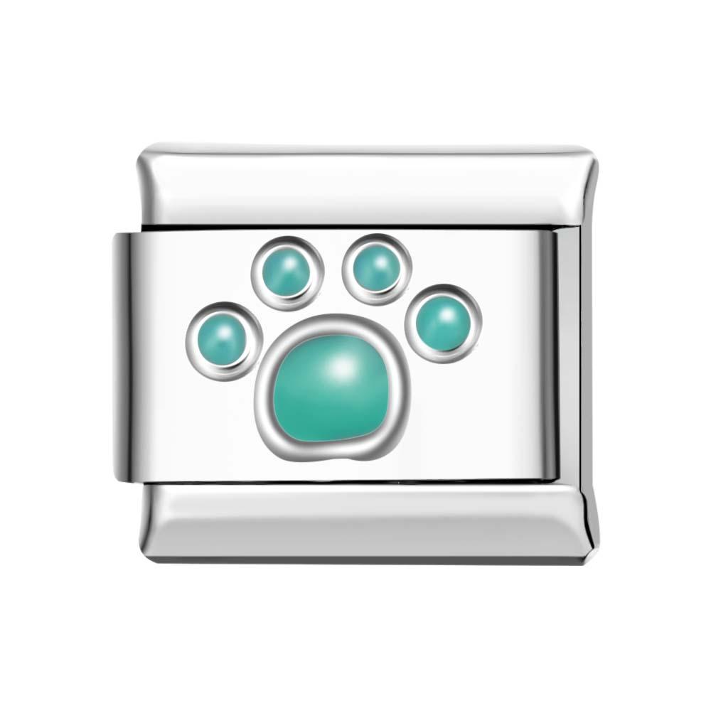 Cat'S Paw - Light Blue Italian Charm For Italian Charm Bracelets Composable Link - soufeelus