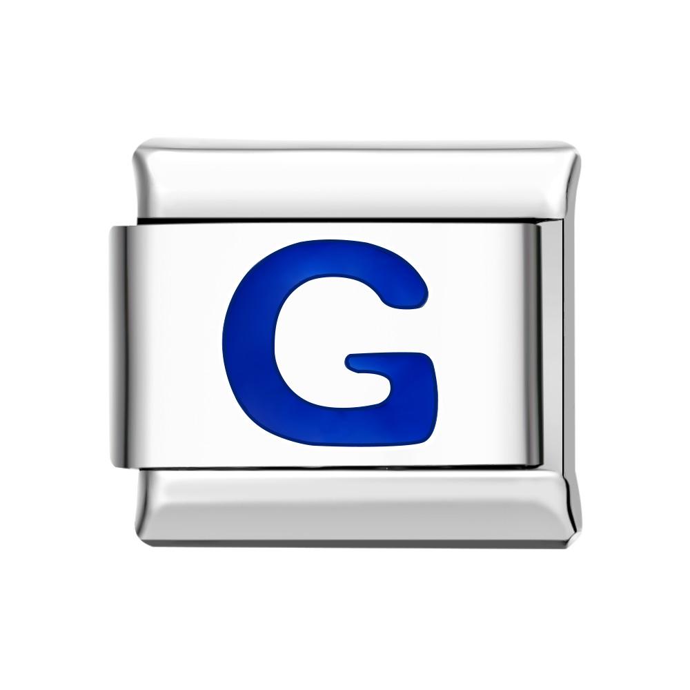 Blue G Italian Charm For Italian Charm Bracelets Composable Link - soufeelus