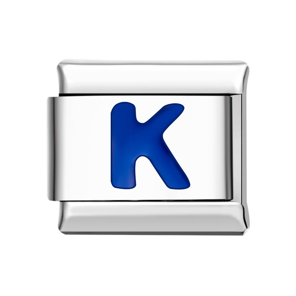 Blue K Italian Charm For Italian Charm Bracelets Composable Link - soufeelus