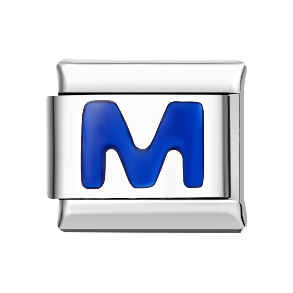 Blue M Italian Charm For Italian Charm Bracelets Composable Link - soufeelus