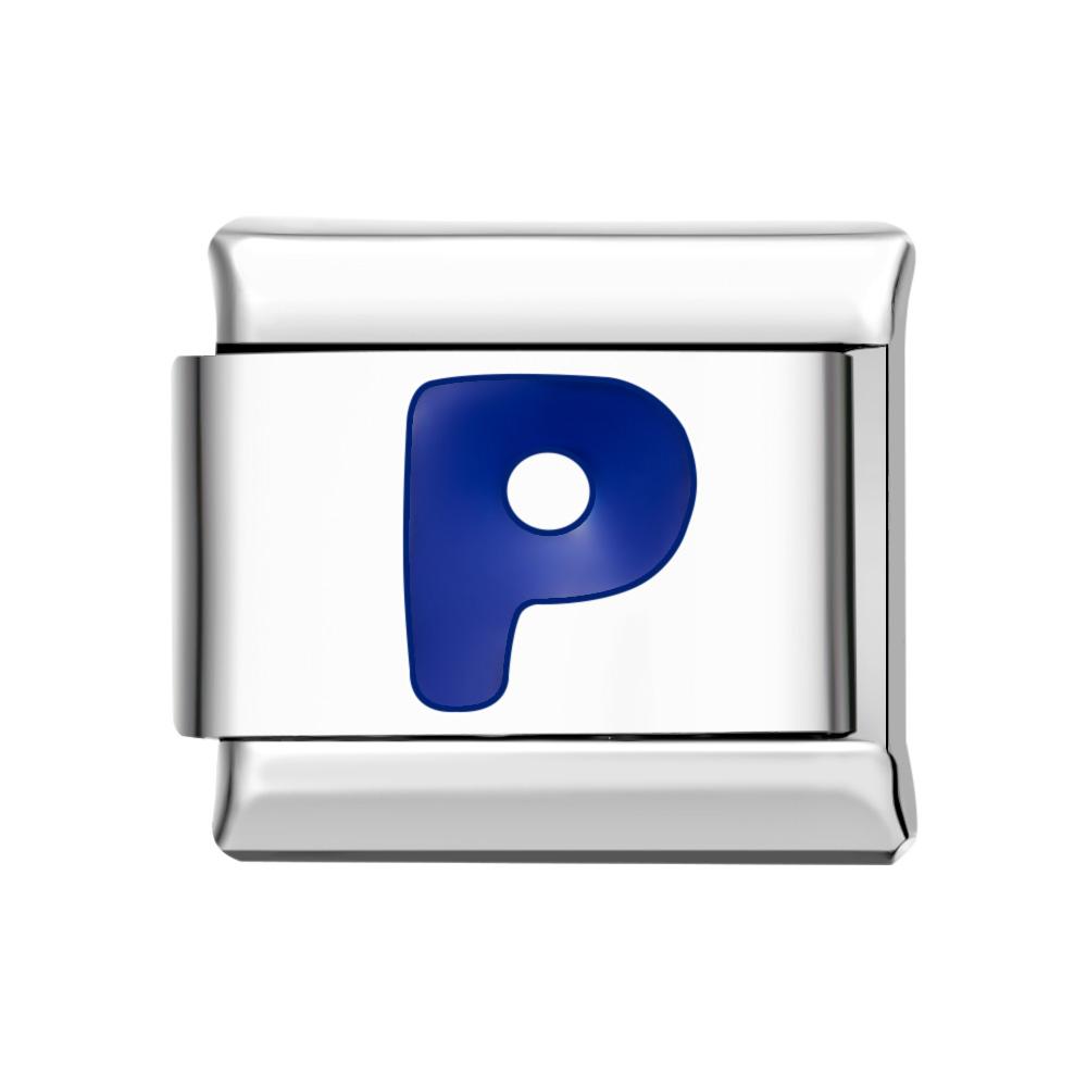 Blue P Italian Charm For Italian Charm Bracelets Composable Link - soufeelus
