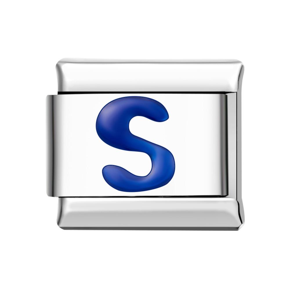 Blue S Italian Charm For Italian Charm Bracelets Composable Link - soufeelus