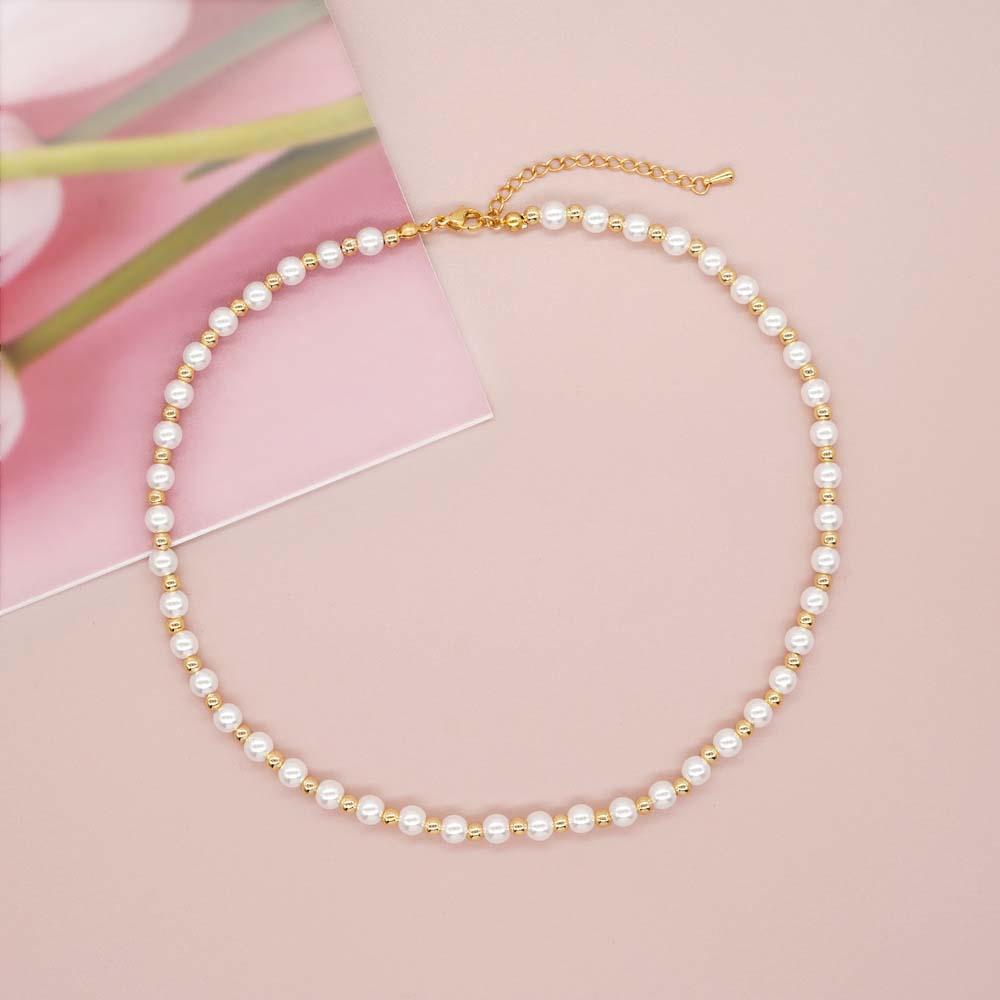 Poppy Pearl Necklace Gold Minimalist Chain Dainty and Thin Necklace - soufeelus