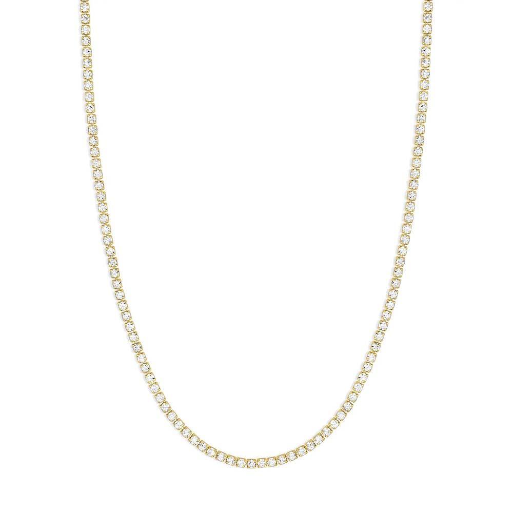 Gold Shimmery Crystal Necklace Minimalist Chain Dainty and Thin Necklace - soufeelus