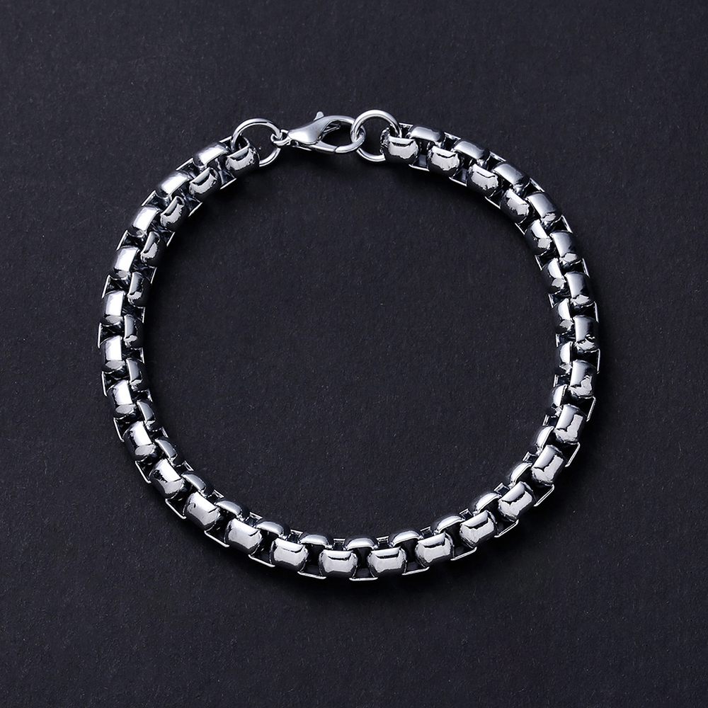 Men's Bracelet Punk Rounded Box Chain Thick Chain Gift For Boyfriend - soufeelus