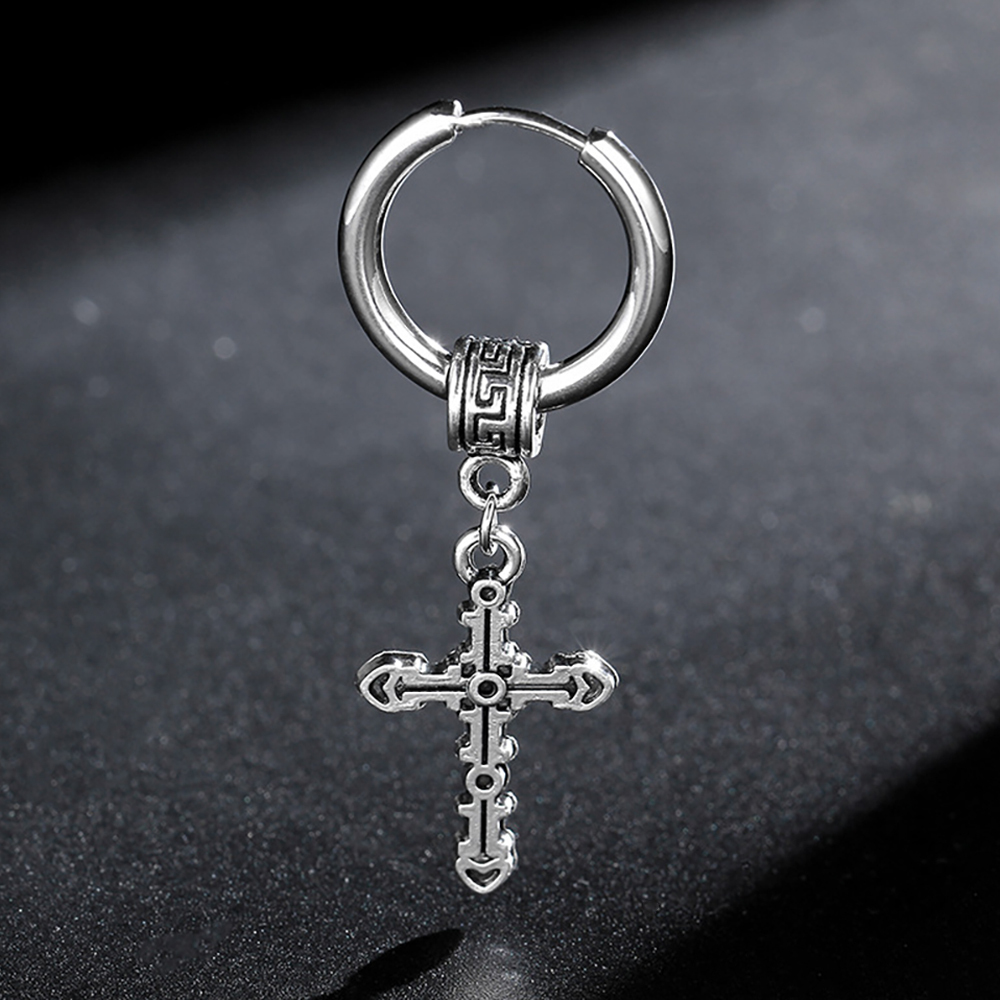 Men's Earrings Punk Cross Earrings Stainless Steel Earrings Gift For Boyfriend - soufeelus