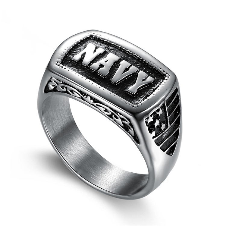 Men's Ring Punk Navy Ring Carved Ring Gift For Boyfriend - soufeelus