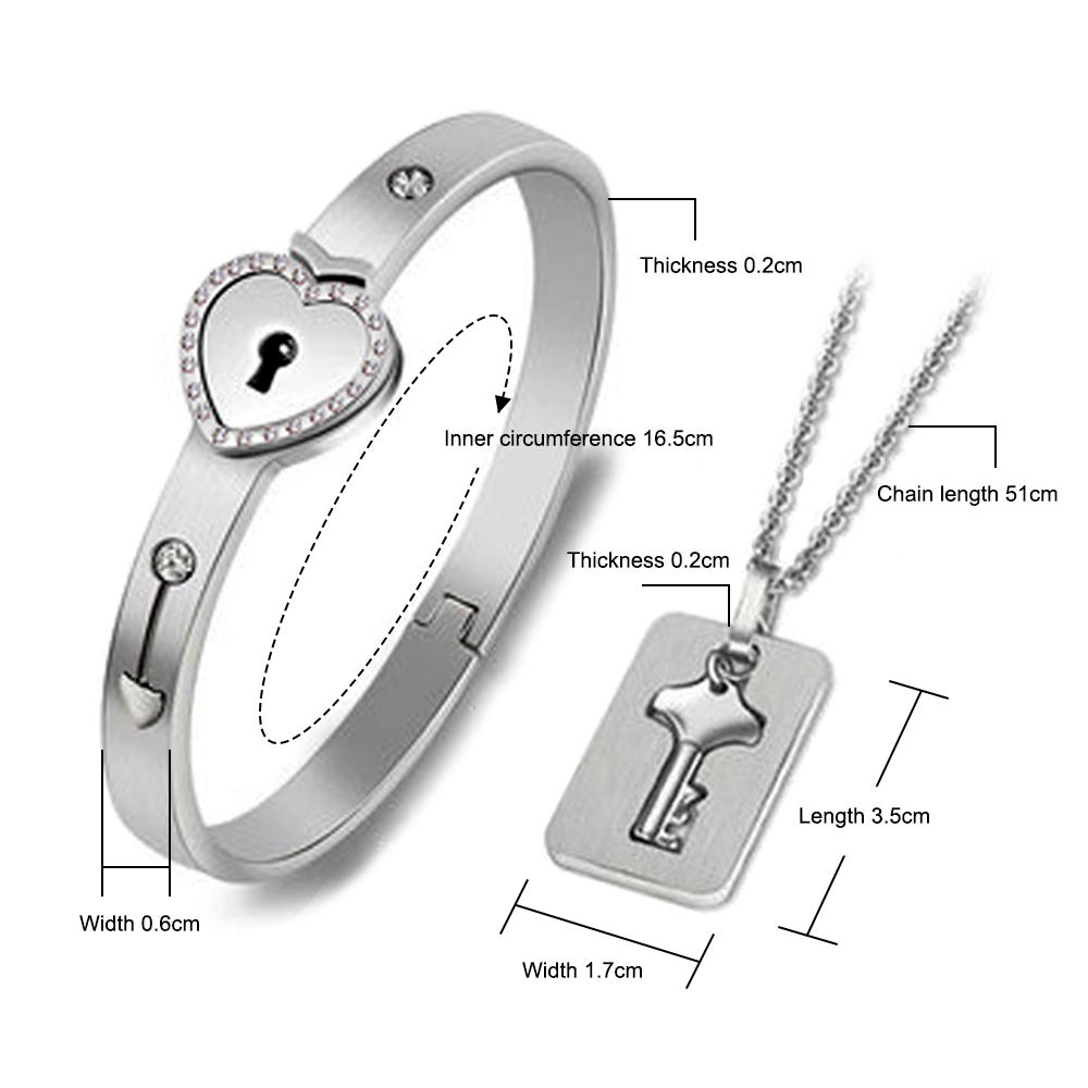 Necklace Bracelet Set Key Lock Love Jewelry Gifts For Couples
