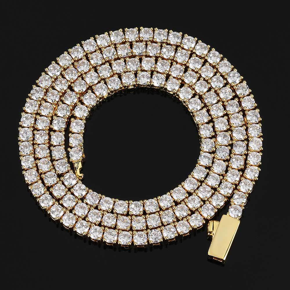 Spring Clasp Gold Tennis Necklace Fashion Hip Hop Style - soufeelus