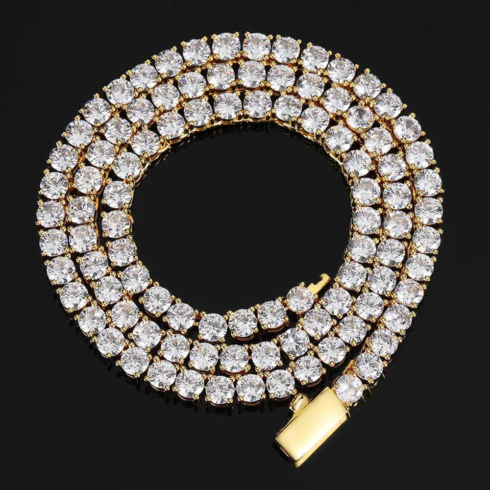 Spring Clasp Gold Tennis Necklace Fashion Hip Hop Style - soufeelus