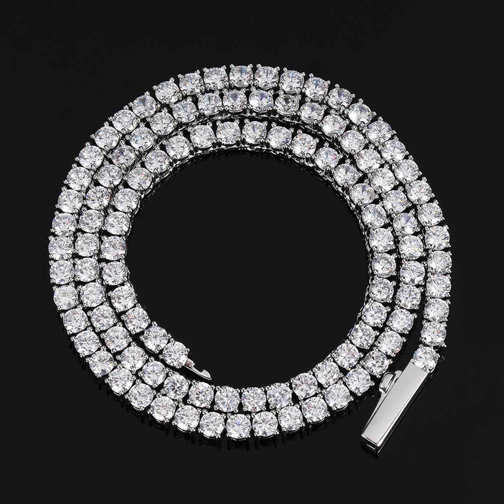 Spring Clasp White Gold Tennis Necklace Fashion Hip Hop Style