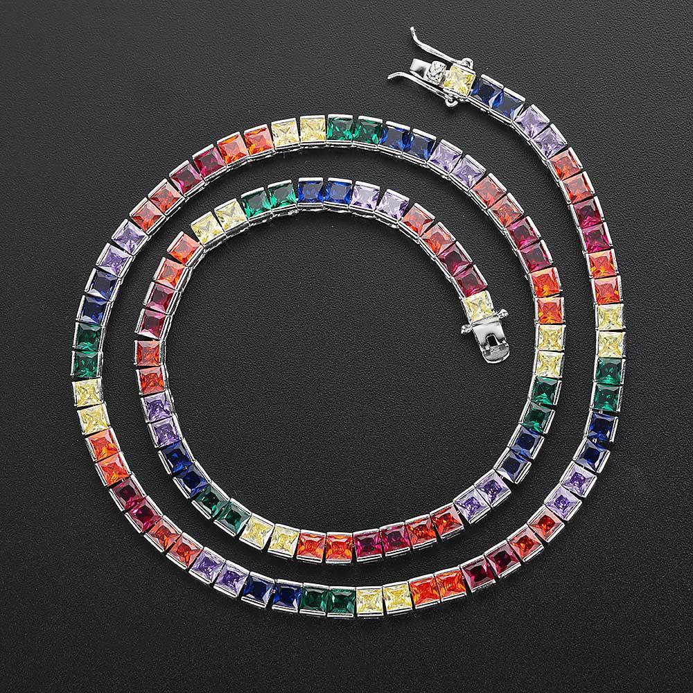 Multi-color Single Row Tennis Necklace - soufeelus