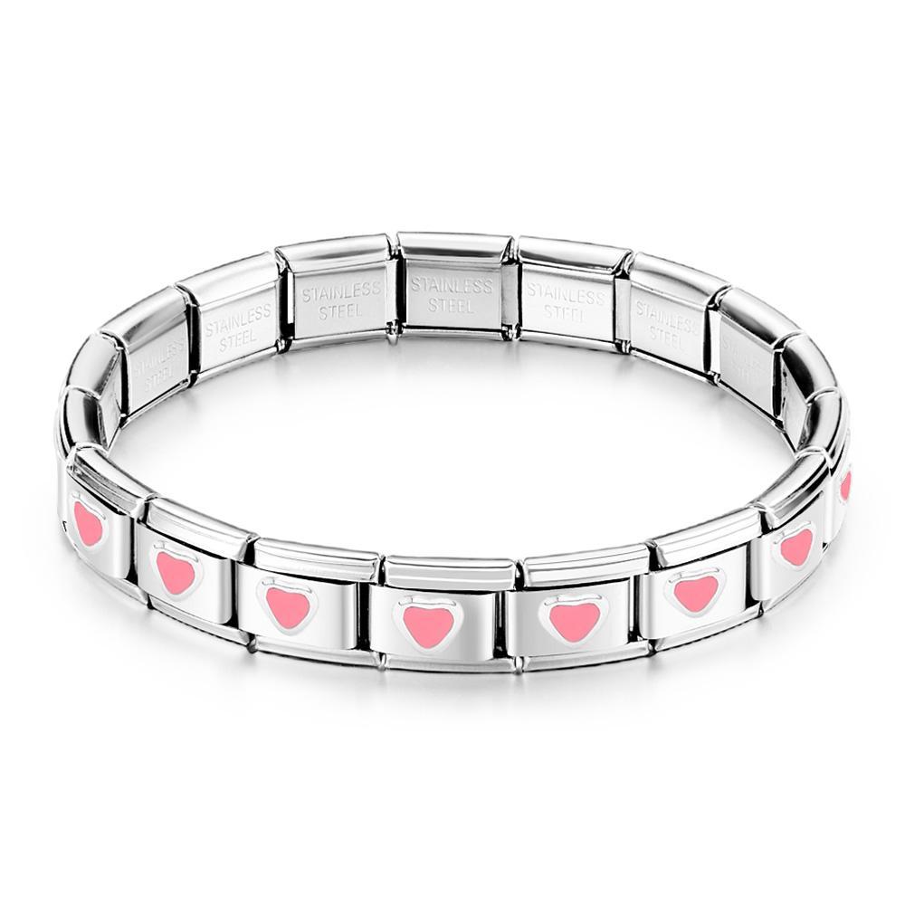 Pink Love Vintage Italian Charm Bracelet - soufeelus