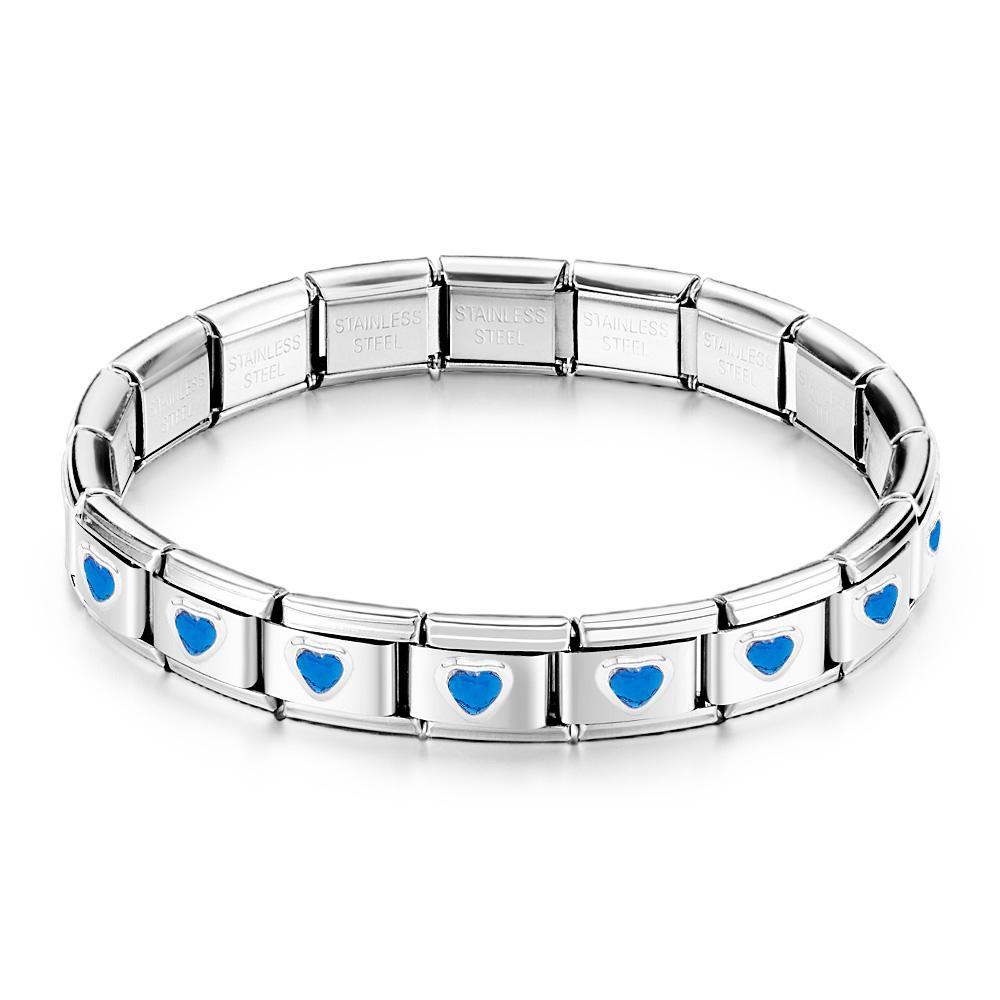 Sky Blue Heart Gem Vintage Italian Charm Bracelet - soufeelus