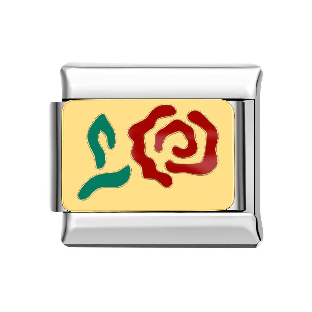 New Red Flower Italian Charm For Italian Charm Bracelets Composable Link - soufeelus