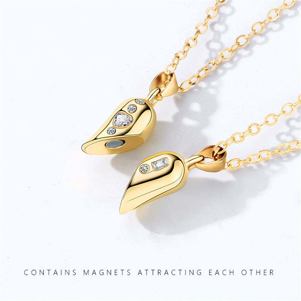 Magnetic Rotating Couples Necklaces Heart Necklace Gifts for Him and Her - soufeelus