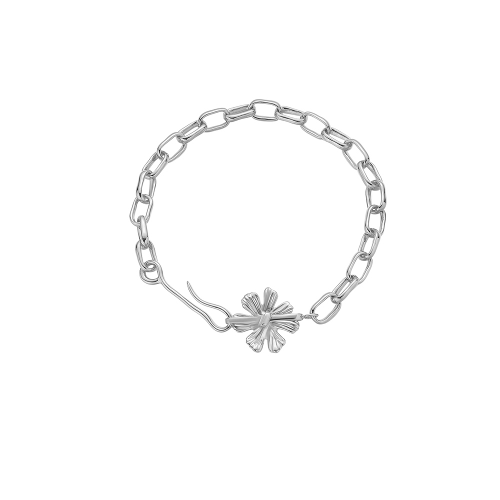 Cosmos Collection Single Flower Silver Bracelet