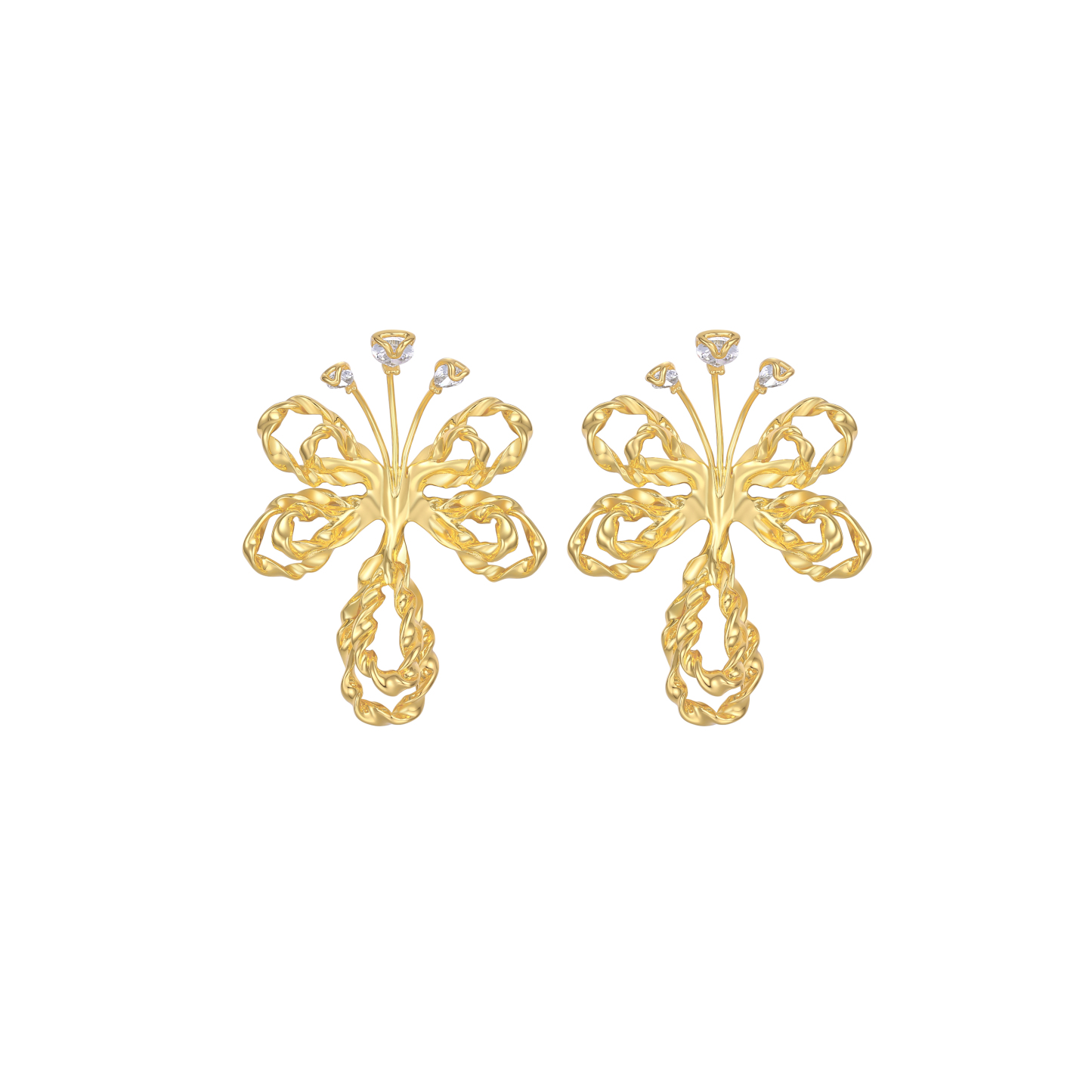 Butterfly Pea Collection Flower Drop Earrings Big Size