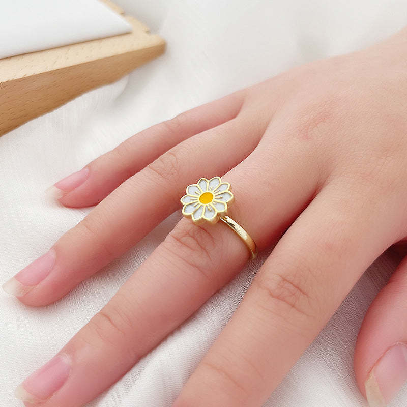Anxiety Relief Decompression Butterfly Ring Daisy Opening Adjustable Ring Gift for Women - soufeelus
