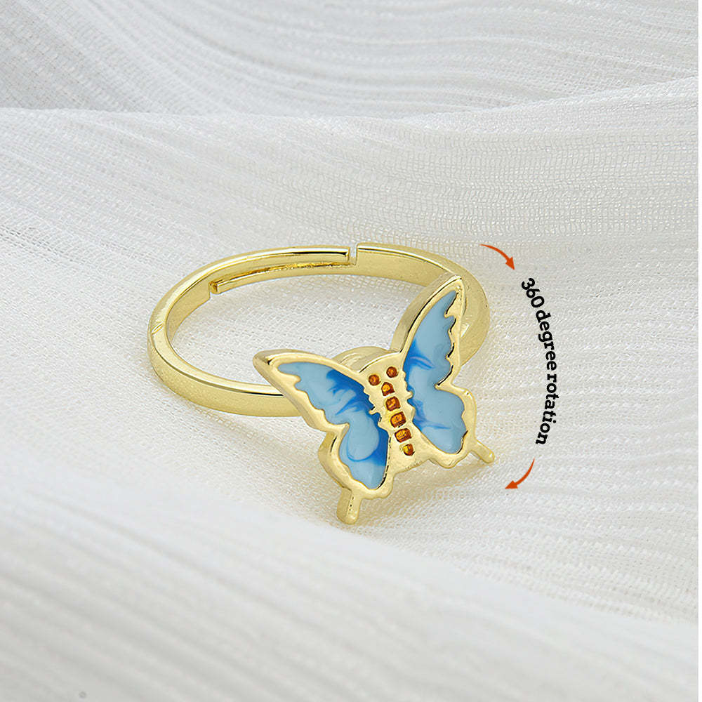 Anxiety Relief Decompression Butterfly Ring Daisy Opening Adjustable Ring Gift for Women - soufeelus