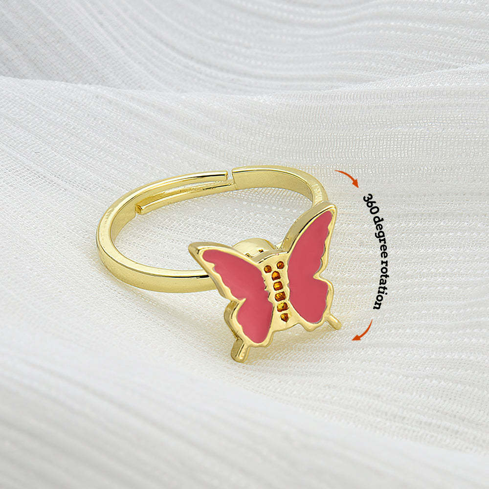 Anxiety Relief Decompression Butterfly Ring Daisy Opening Adjustable Ring Gift for Women - soufeelus