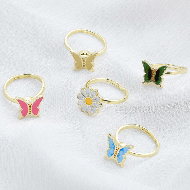 Anxiety Relief Decompression Butterfly Ring Daisy Opening Adjustable Ring Gift for Women - soufeelus
