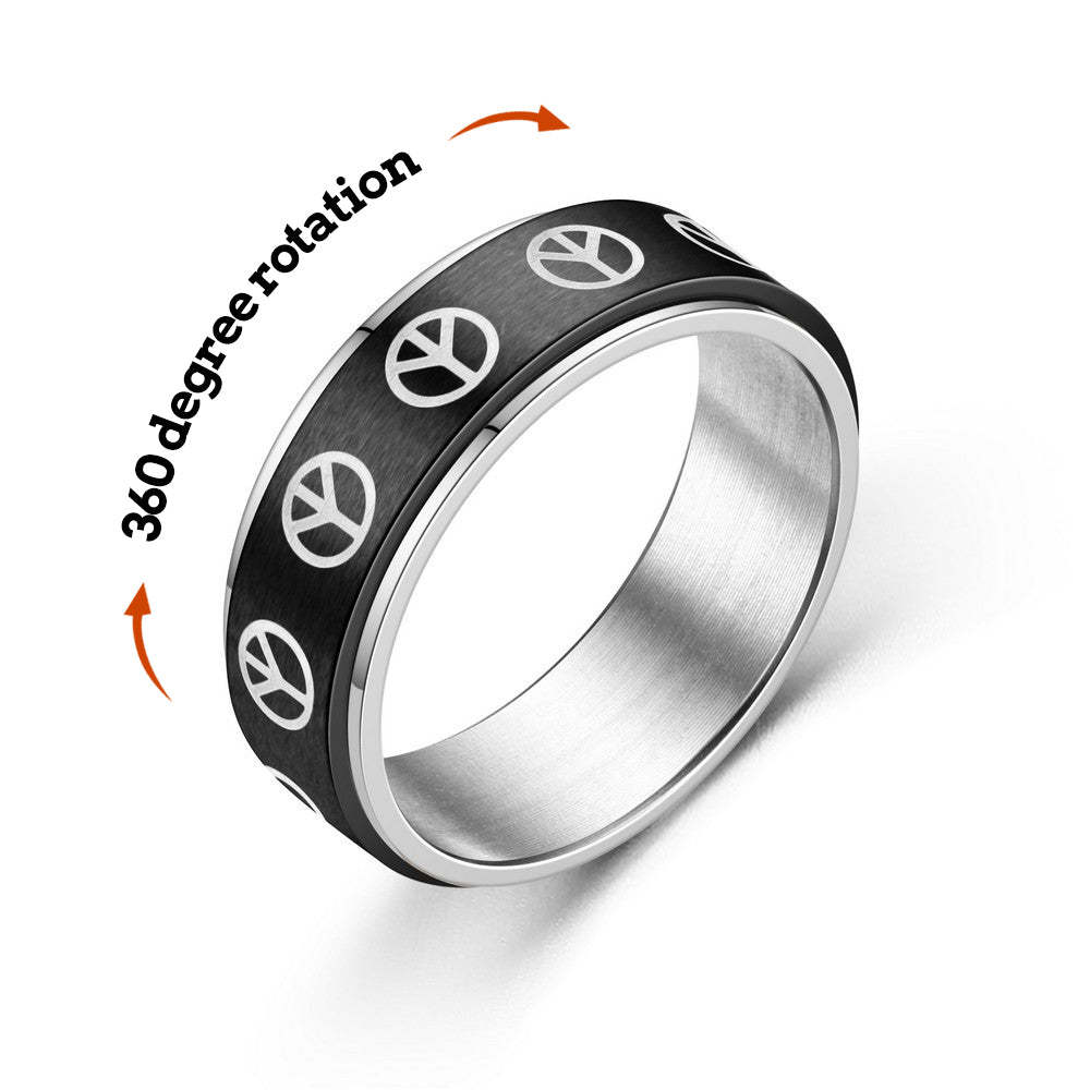 Anxiety Ring Decompression Ring Anti-Anxiety Relief Peace Symbol Ring - soufeelus
