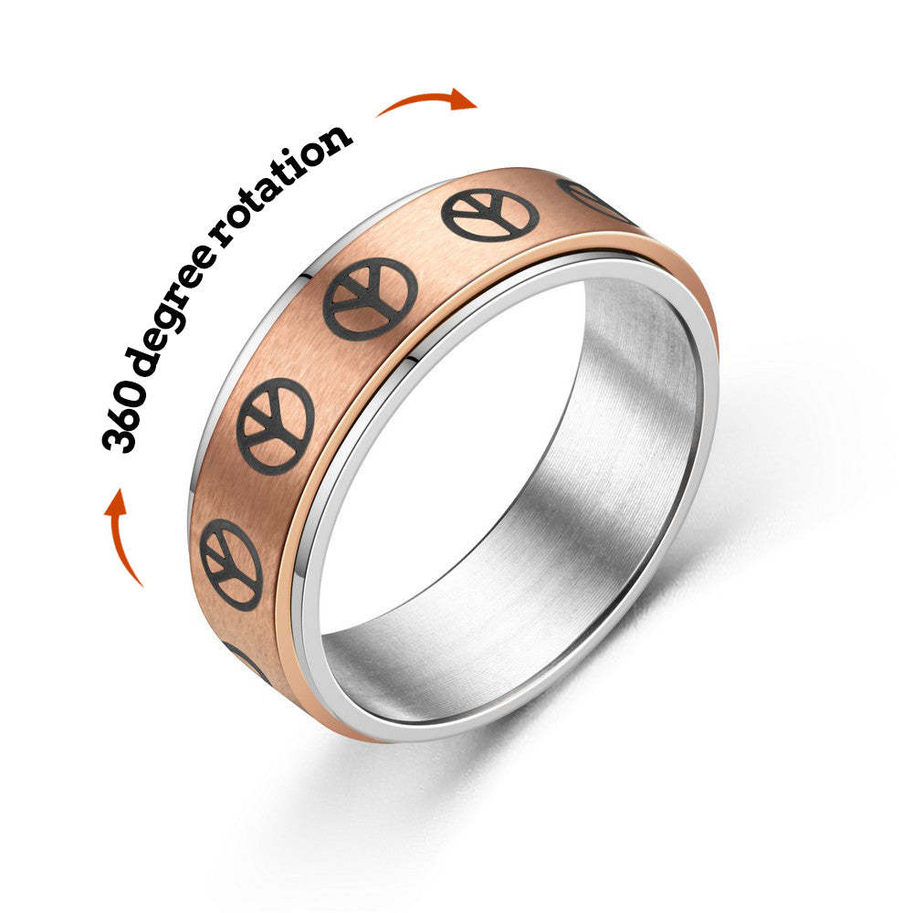 Anxiety Ring Decompression Ring Anti-Anxiety Relief Peace Symbol Ring - soufeelus