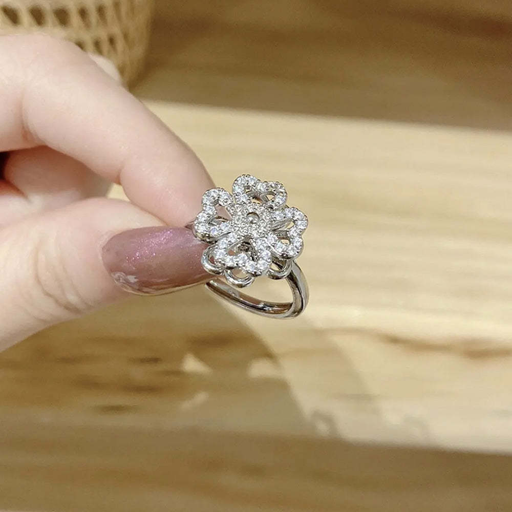 Anxiety Ring Anxiety Relief Decompression Flowers Adjustable Ring Jewelry Gift for Her - soufeelus