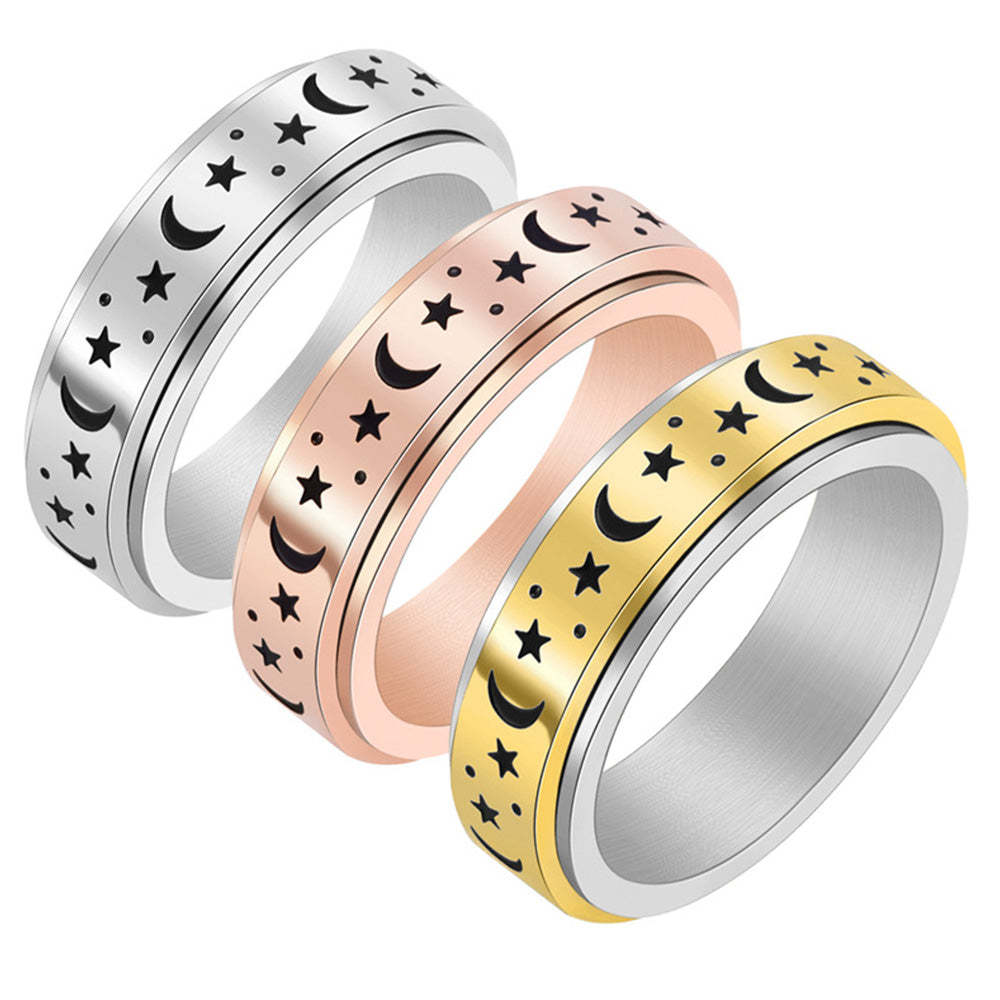 Anxiety Ring Anxiety Relief Decompression Star Moon Ring Creative Gift - soufeelus
