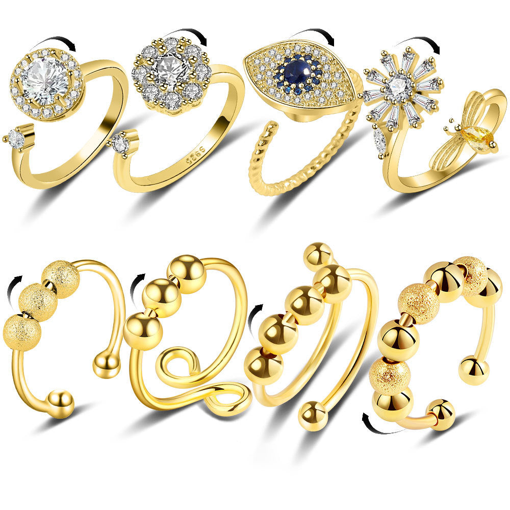 Anxiety Ring Decompression Ring Anti-Anxiety Relief Adjustable Ring 8 Pieces - soufeelus