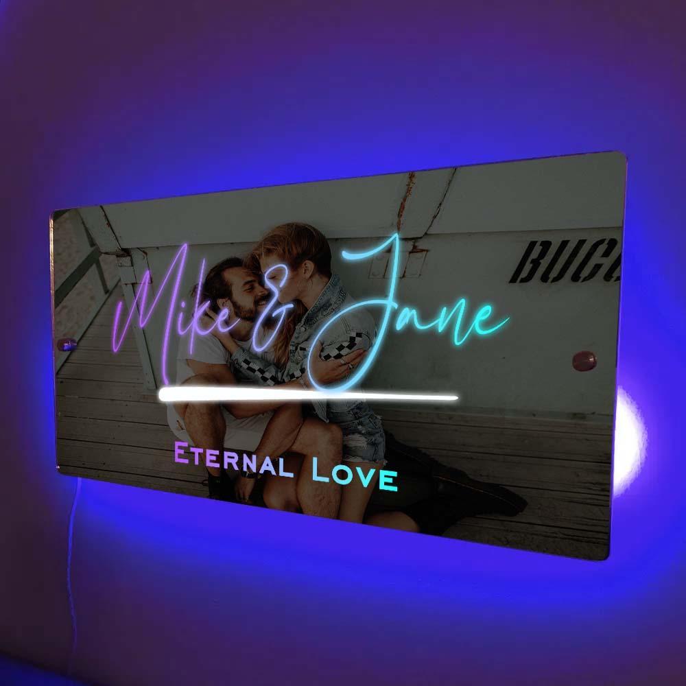 Custom Name Mirror Sign Custom Text Led Multi Color Light Up Wall Hanging Neon Signs Home Decor Gift For Couple - soufeelus