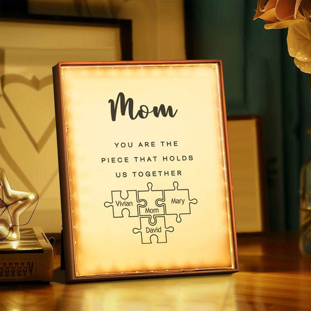 Personalized Name Mirror Light Custom Mama You Are The Piece That Holds Us Together Night Light for Mama - soufeelus