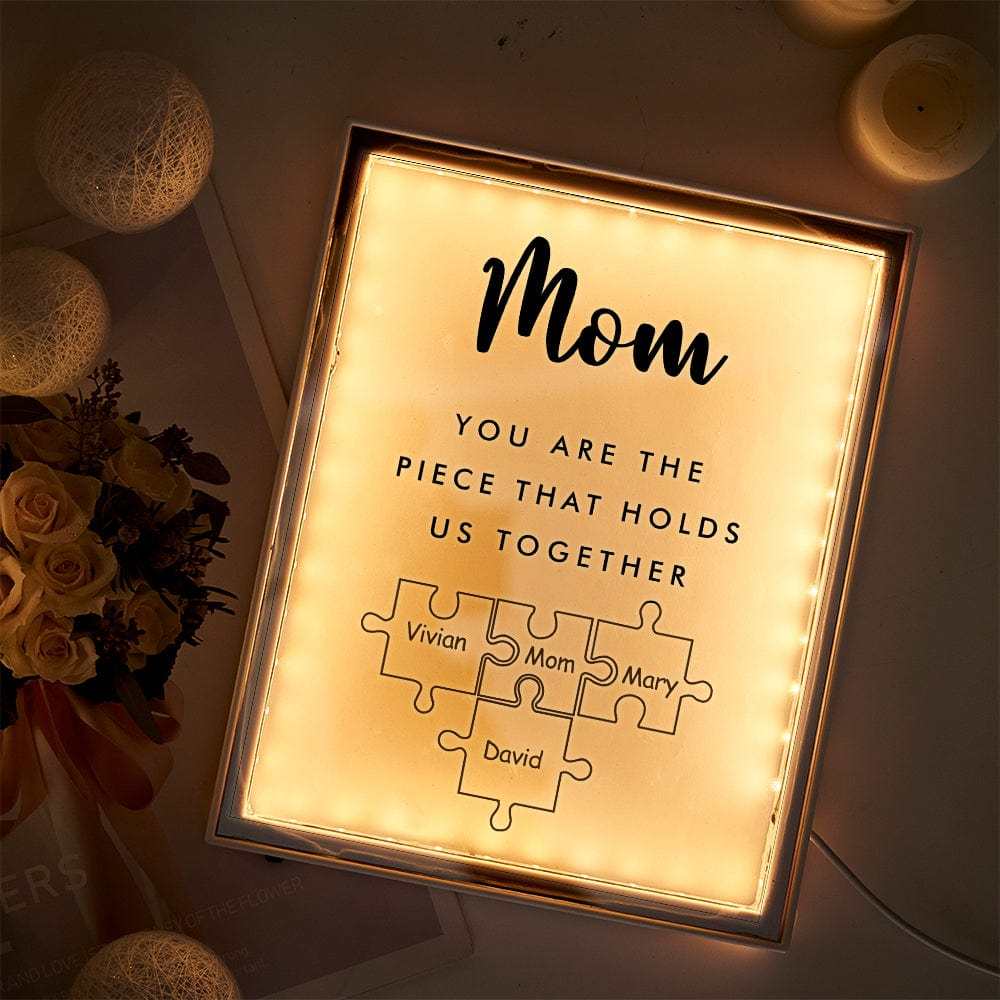 Personalized Name Mirror Light Custom Mom You Are The Piece That Holds Us Together Night Light for Mom - soufeelus