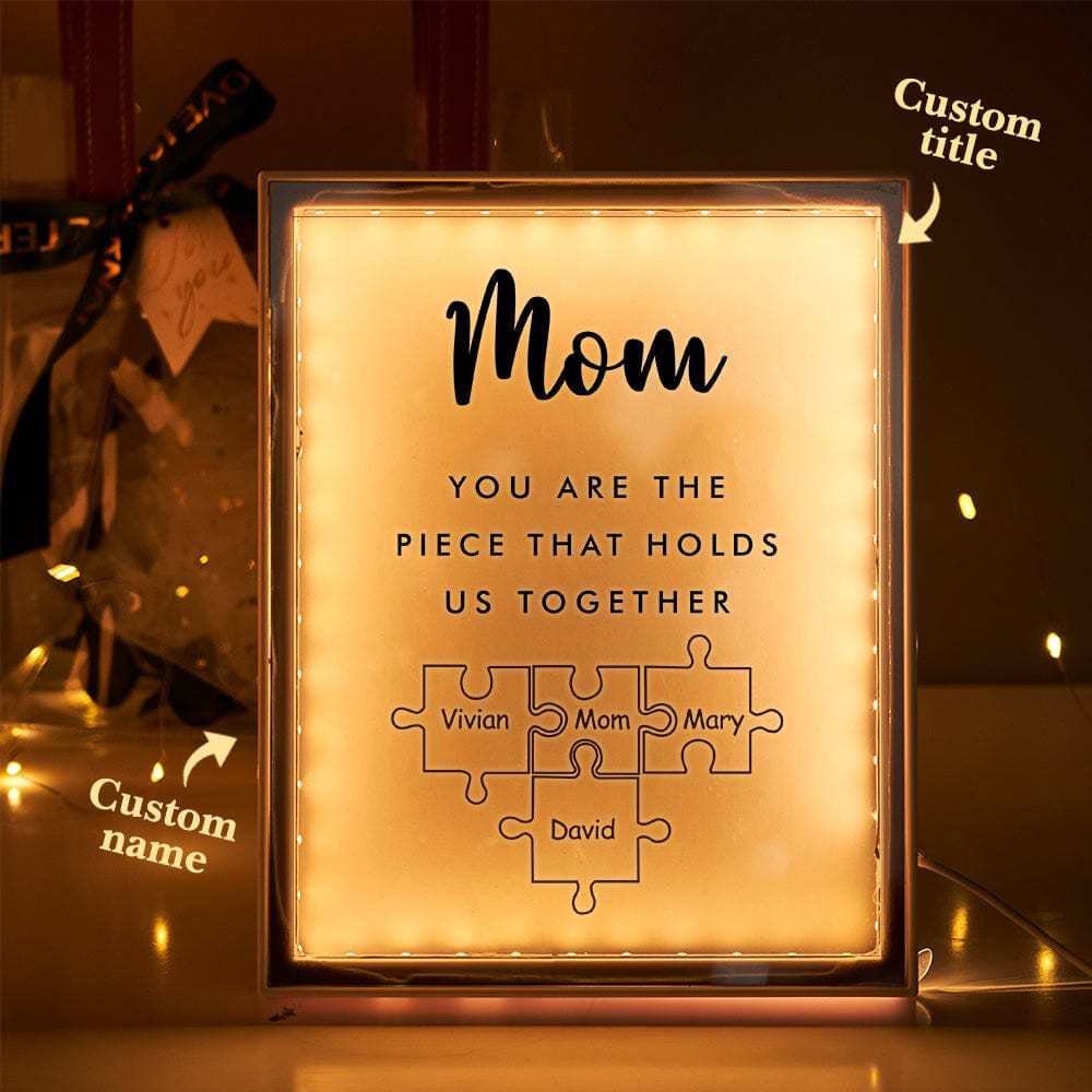 Personalized Name Mirror Light Custom Mama You Are The Piece That Holds Us Together Night Light for Mama - soufeelus