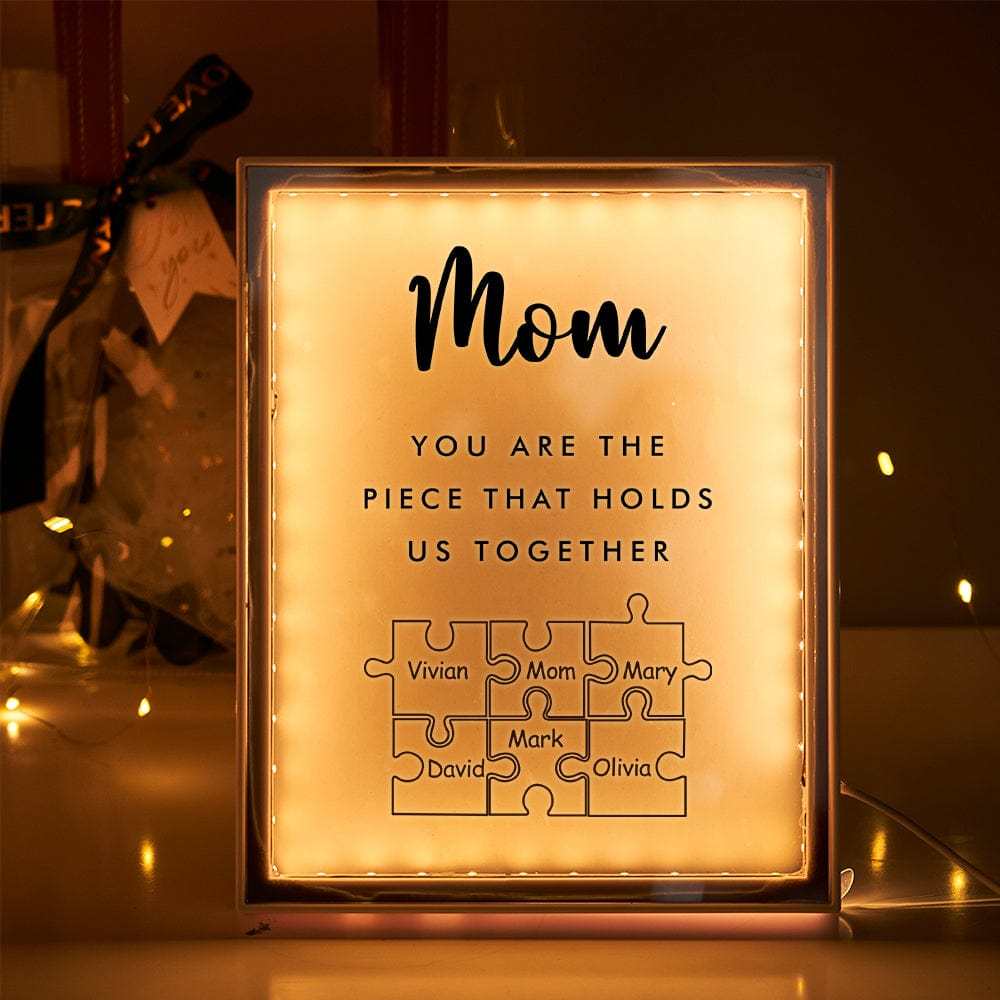 Personalized Name Mirror Light Custom Mom You Are The Piece That Holds Us Together Night Light for Mom - soufeelus