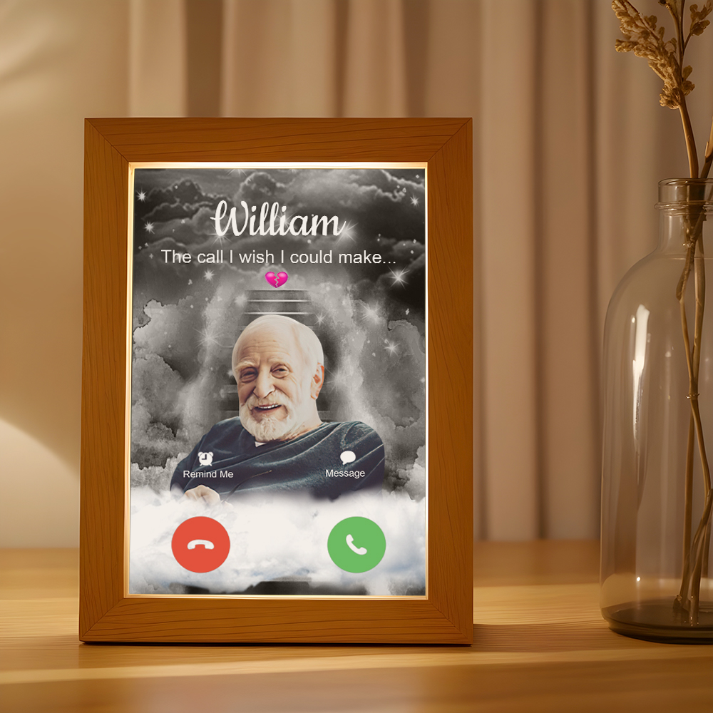 Personalized Frame Nignt Light The Call I Wish I Could Take Memorial Sympathy Gift Remembrance Custom Photo Nignt Light detail
