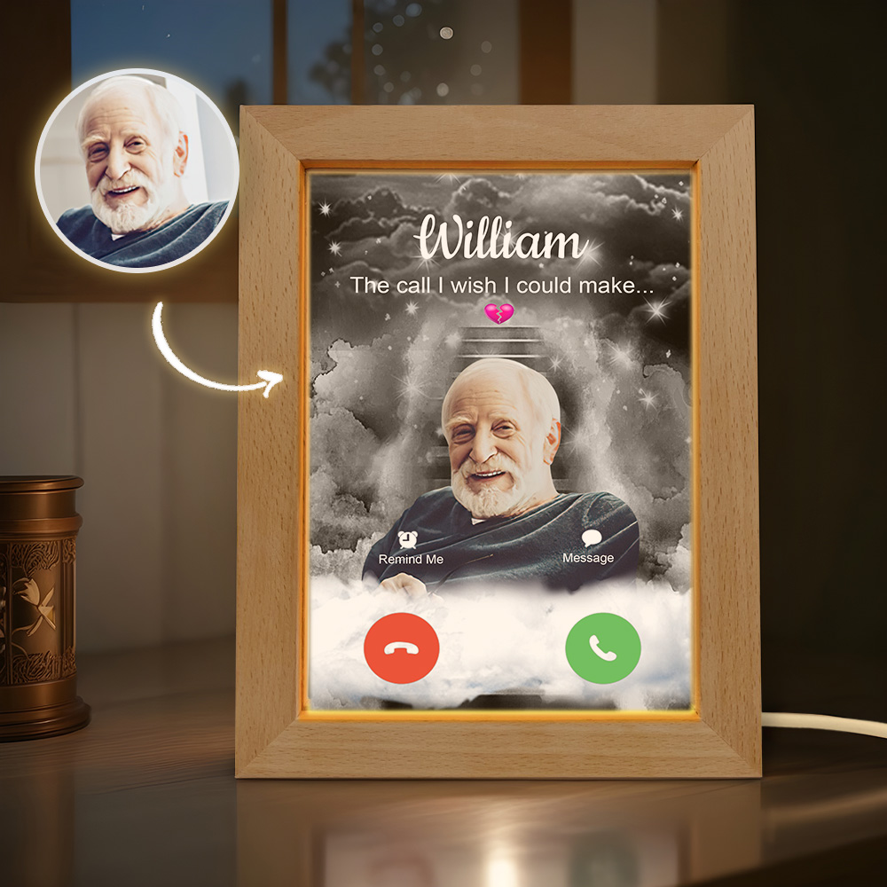 Personalized Frame Nignt Light The Call I Wish I Could Take Memorial Sympathy Gift Remembrance Custom Photo Nignt Light - soufeelus
